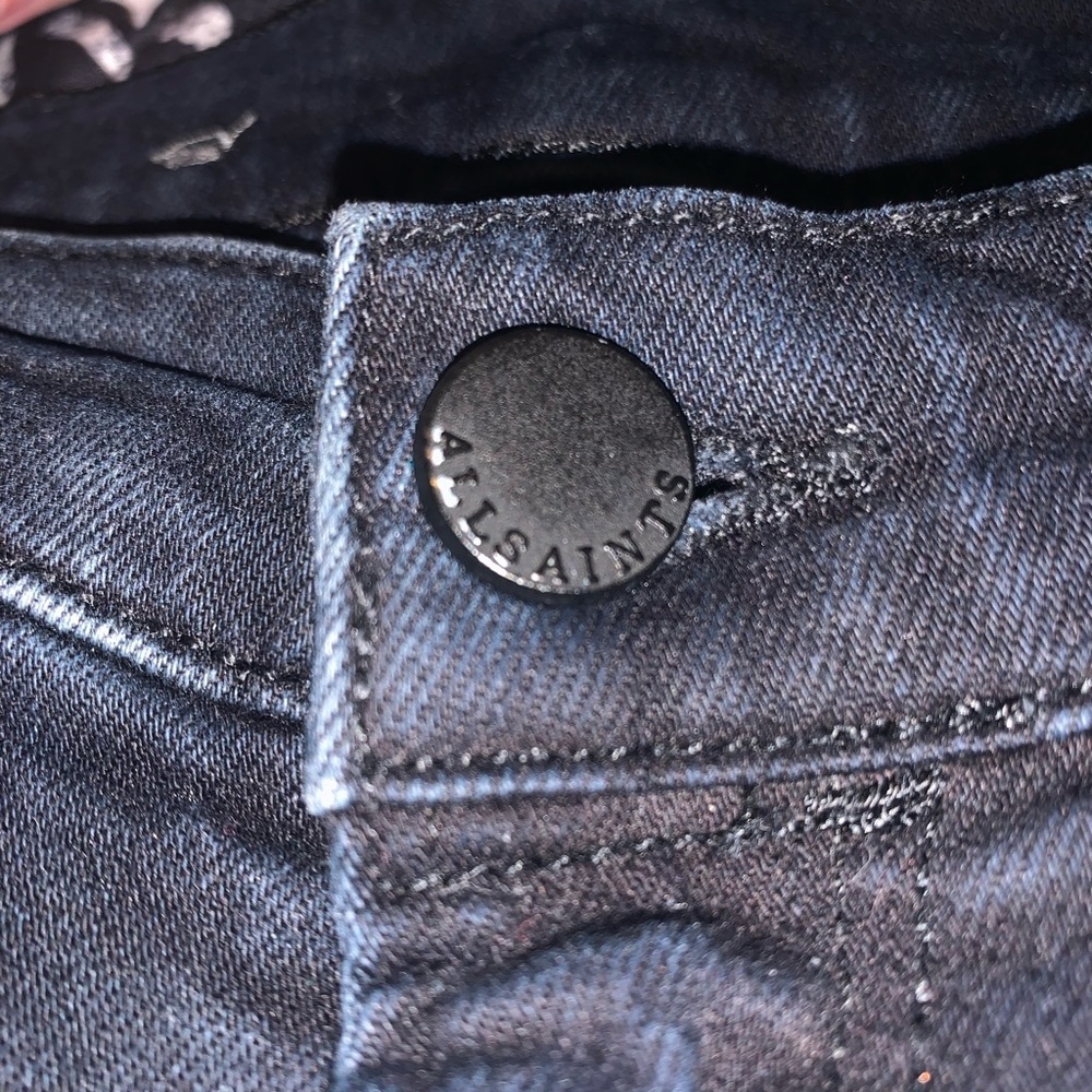 AllSaints Zig Jeans Blue Black Stretch Denim Skinny size 25 Made in Turkey - Picture 4 of 8